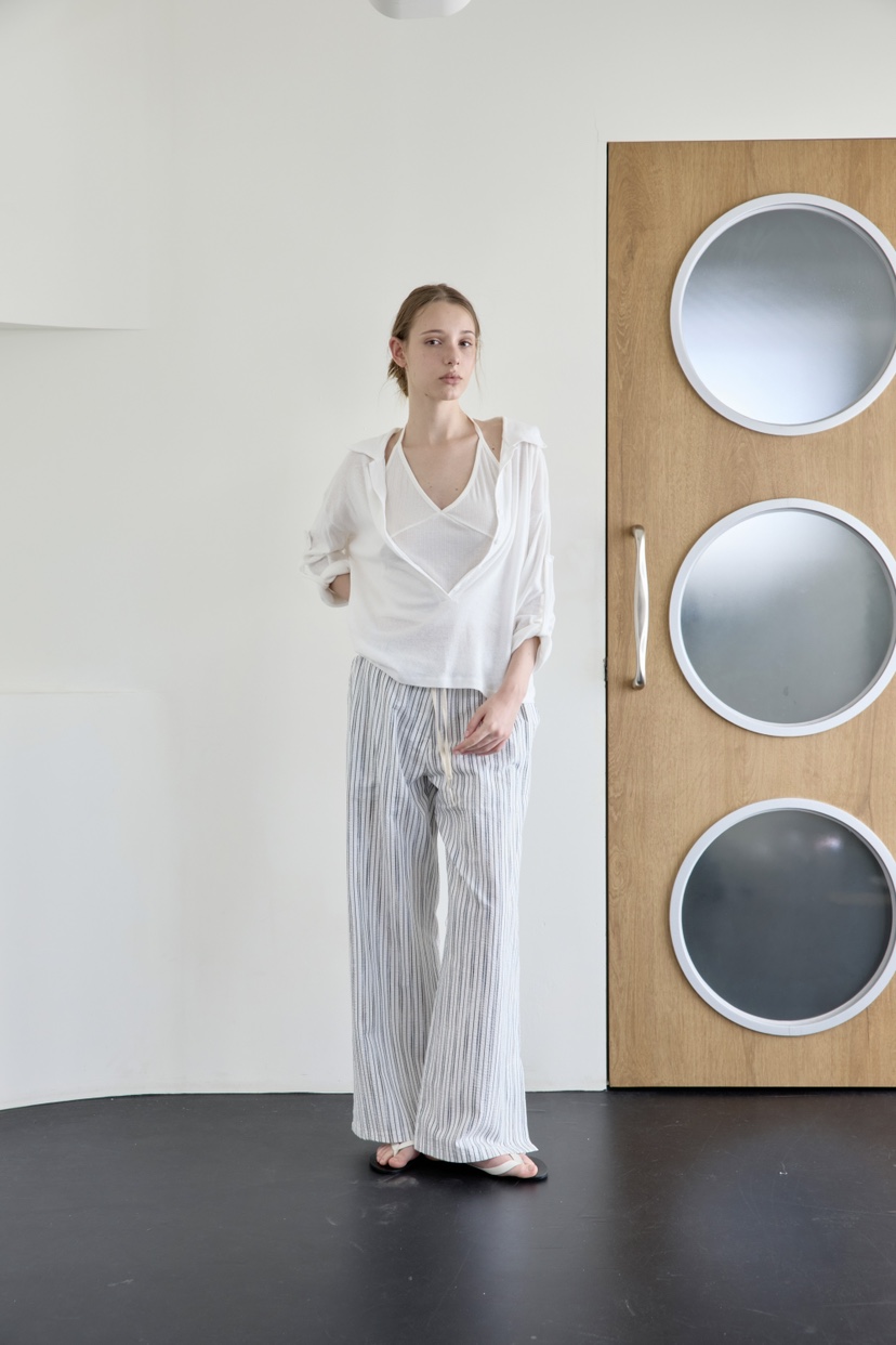 BOWIE韓國代購女裝新款時尚人氣26夏季休閑職業休閑褲條紋BOWIE休閑褲