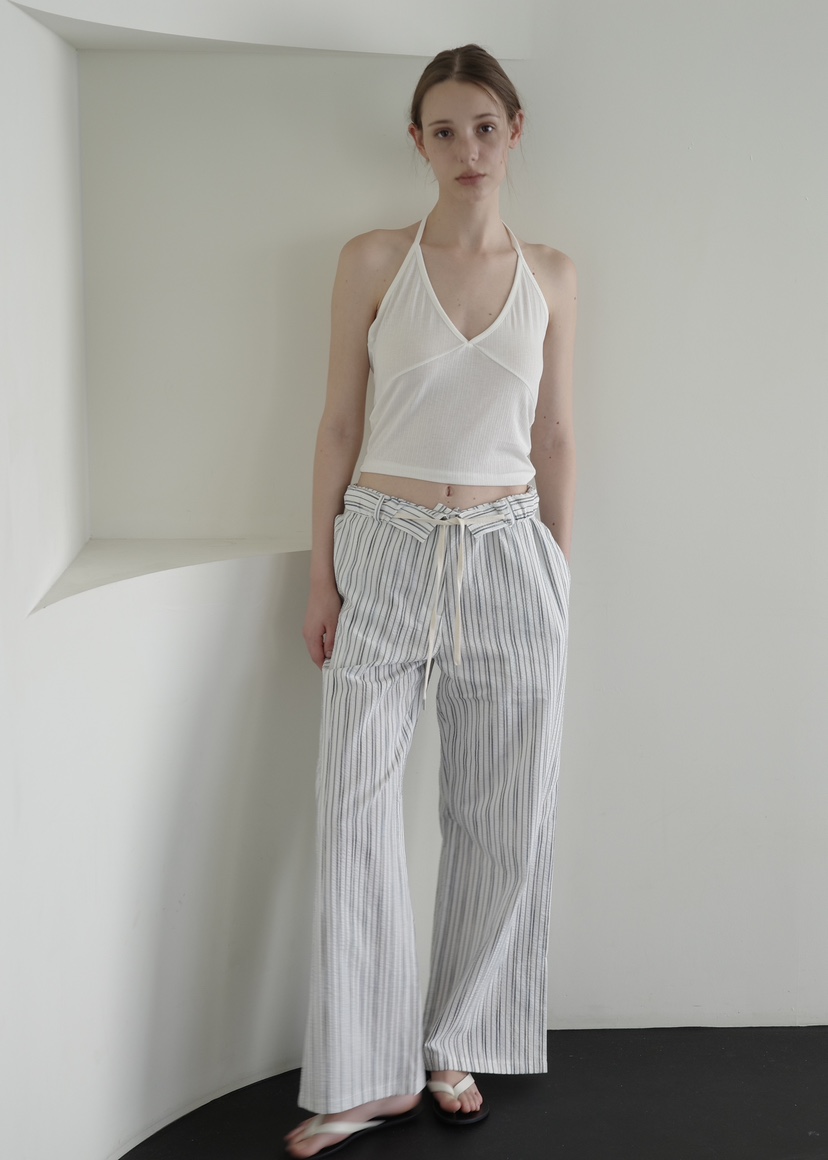 BOWIE韓國代購女裝新款時尚人氣26夏季休閑職業休閑褲條紋BOWIE休閑褲圖色2