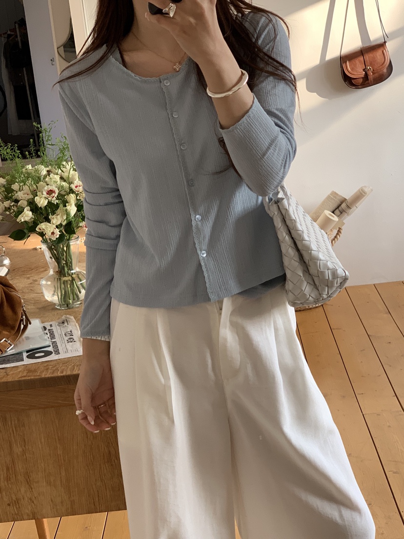 LA CREME韓國直郵女士新款熱賣休閑人氣職業推薦長袖T恤LA CREME長袖T恤