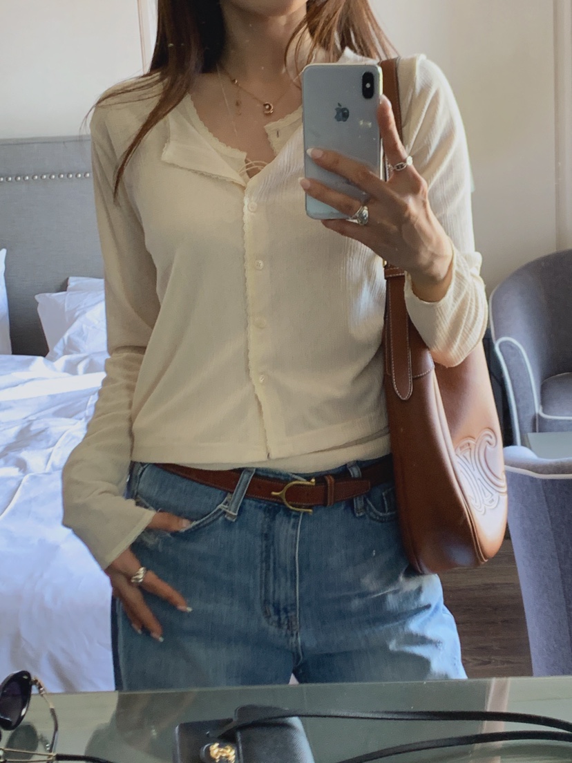 LA CREME韓國直郵女士新款熱賣休閑人氣職業推薦長袖T恤LA CREME長袖T恤