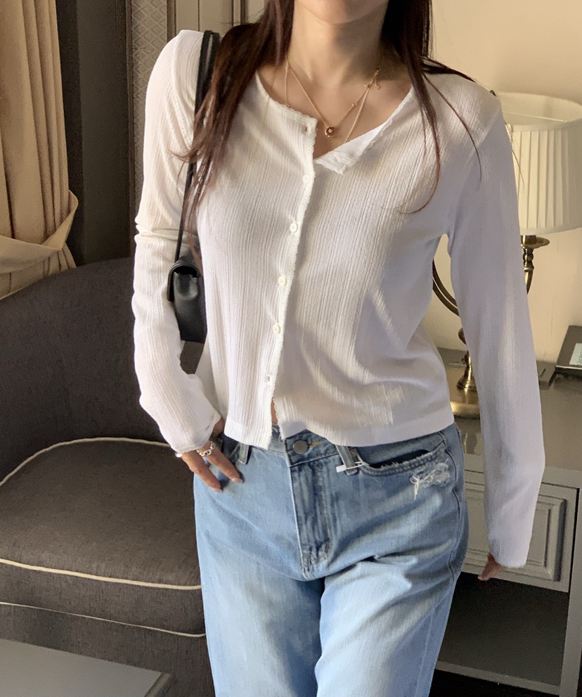 LA CREME韓國直郵女士新款熱賣休閑人氣職業推薦長袖T恤LA CREME長袖T恤