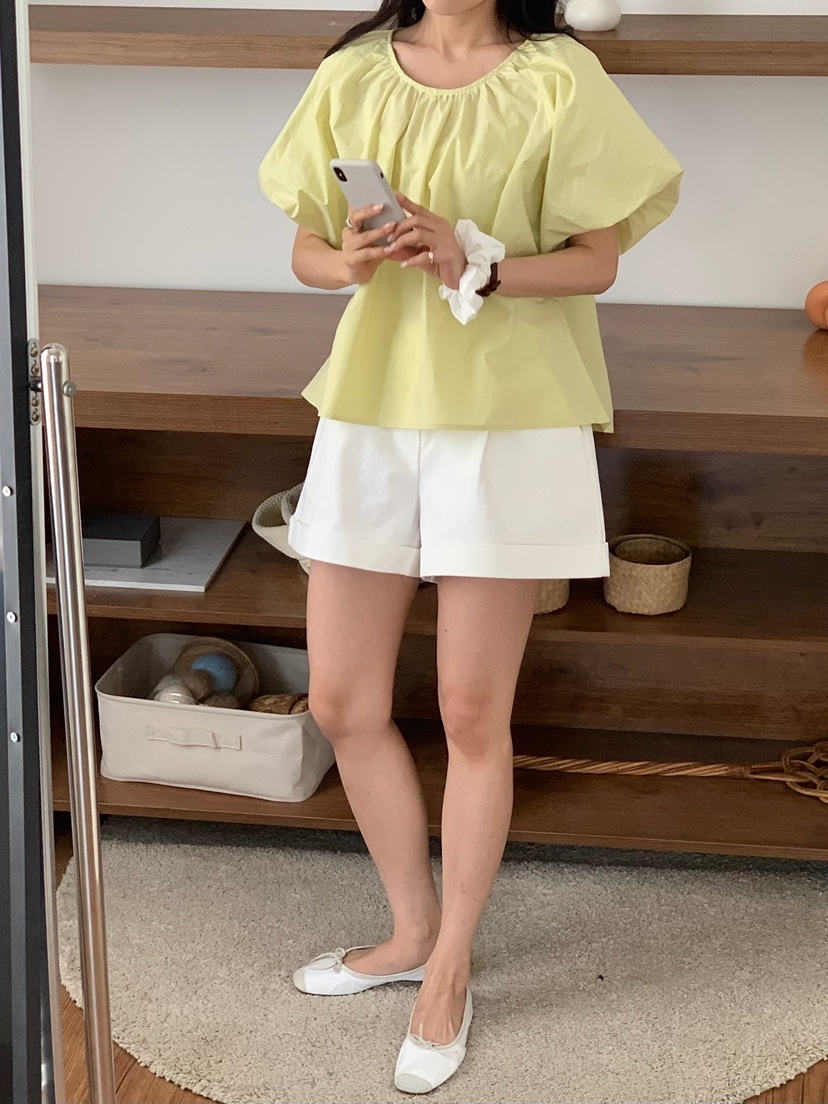 BLEECKER韓國直郵女裝新品休閑時尚職業推薦襯衫蕾絲衫褶皺BLEECKER襯衫/蕾絲衫