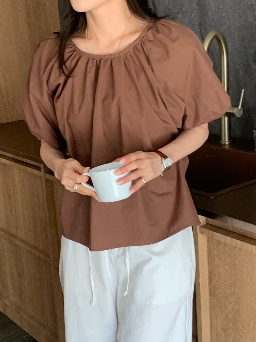 BLEECKER韓國直郵女裝新品休閑時尚職業推薦襯衫蕾絲衫褶皺BLEECKER襯衫/蕾絲衫