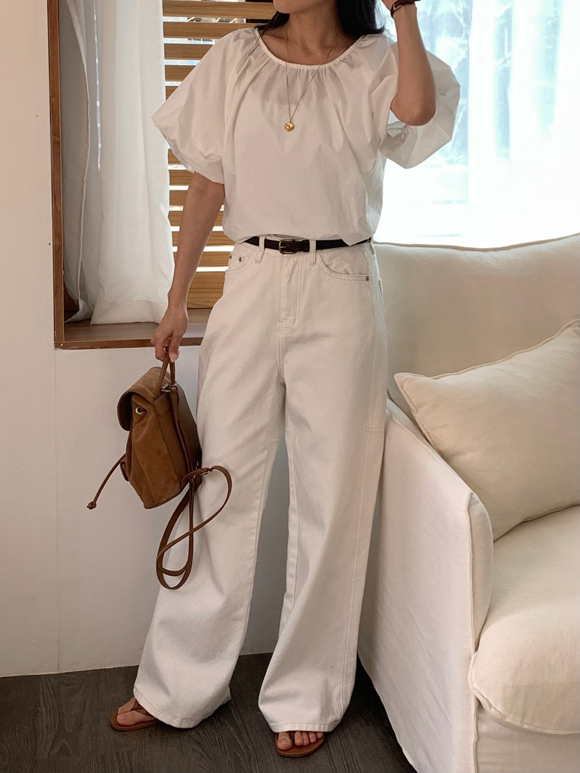 BLEECKER韓國直郵女裝新品休閑時尚職業推薦襯衫蕾絲衫褶皺BLEECKER襯衫/蕾絲衫