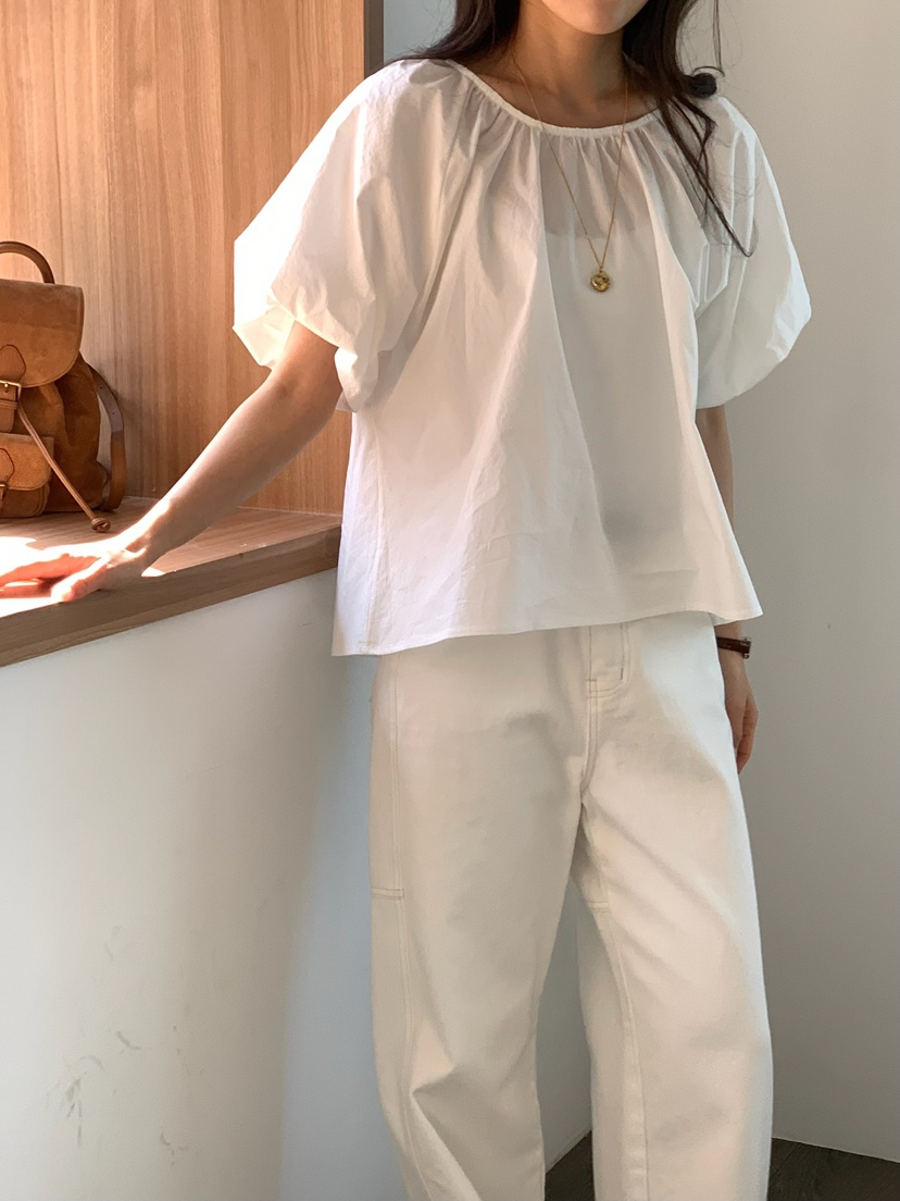 BLEECKER韓國直郵女裝新品休閑時尚職業推薦襯衫蕾絲衫褶皺BLEECKER襯衫/蕾絲衫