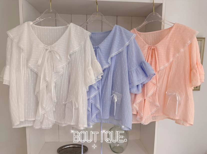 BOUTIQUE-L韓國東大門直郵女裝新品熱賣襯衫蕾絲衫不含腰帶BOUTIQUE-L襯衫/蕾絲衫