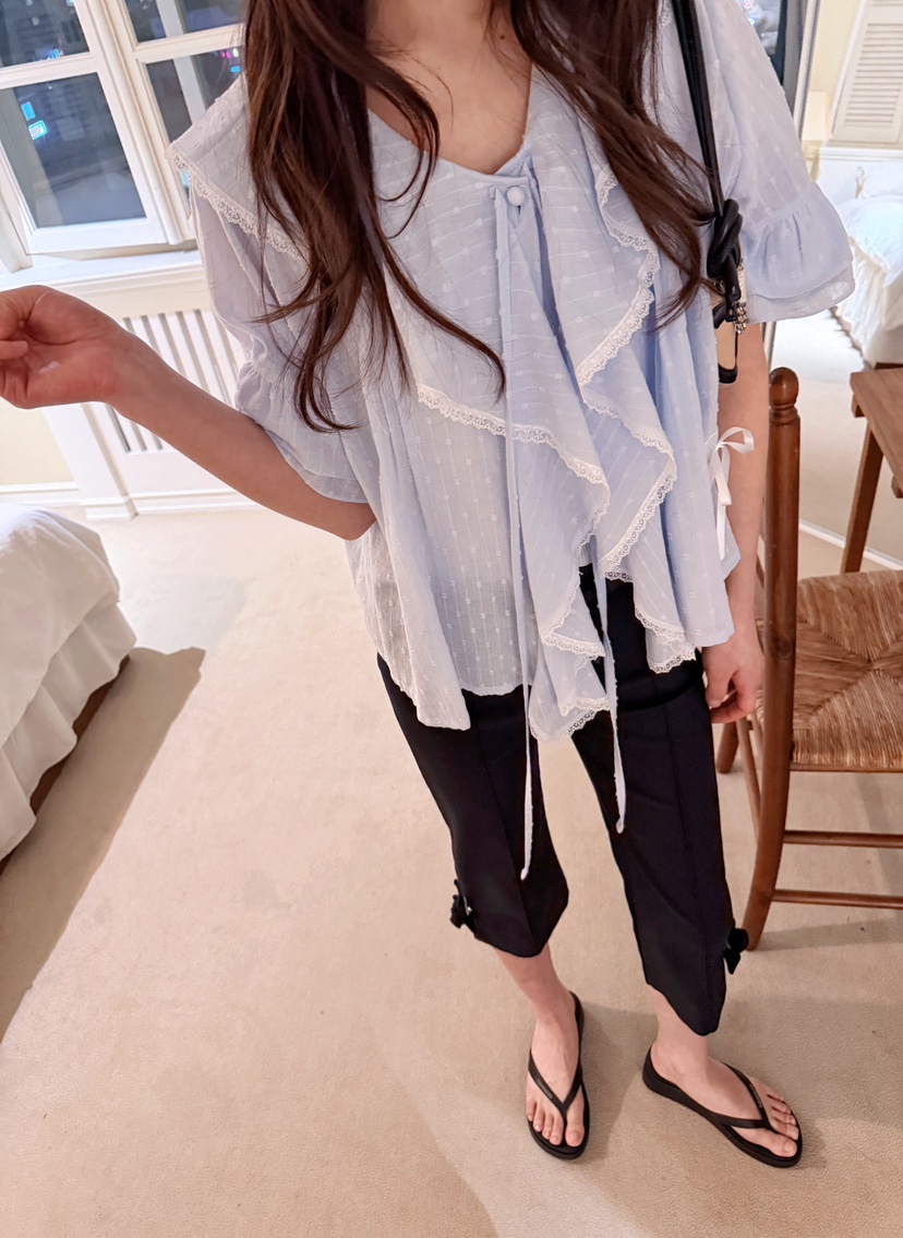 BOUTIQUE-L韓國東大門直郵女裝新品熱賣襯衫蕾絲衫不含腰帶BOUTIQUE-L襯衫/蕾絲衫