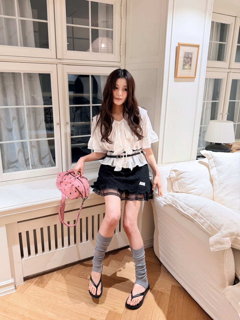 BOUTIQUE-L韓國東大門直郵女裝新品熱賣襯衫蕾絲衫不含腰帶BOUTIQUE-L襯衫/蕾絲衫