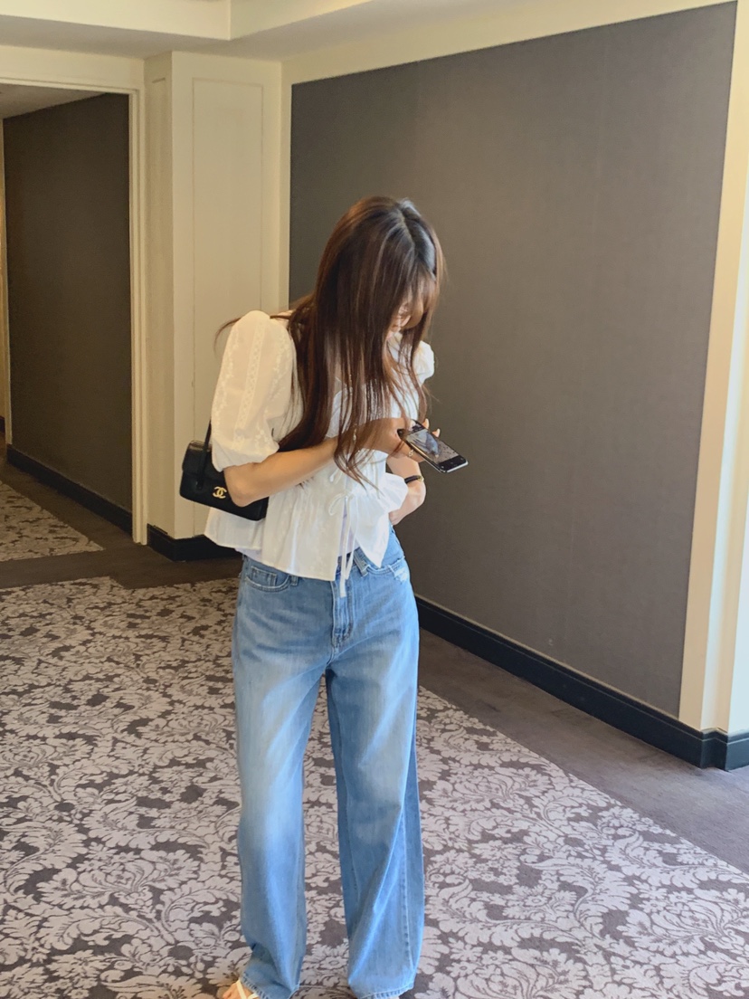 LA CREME韓國直郵實拍女士新品26夏季休閑26春夏時尚牛仔褲LA CREME牛仔褲