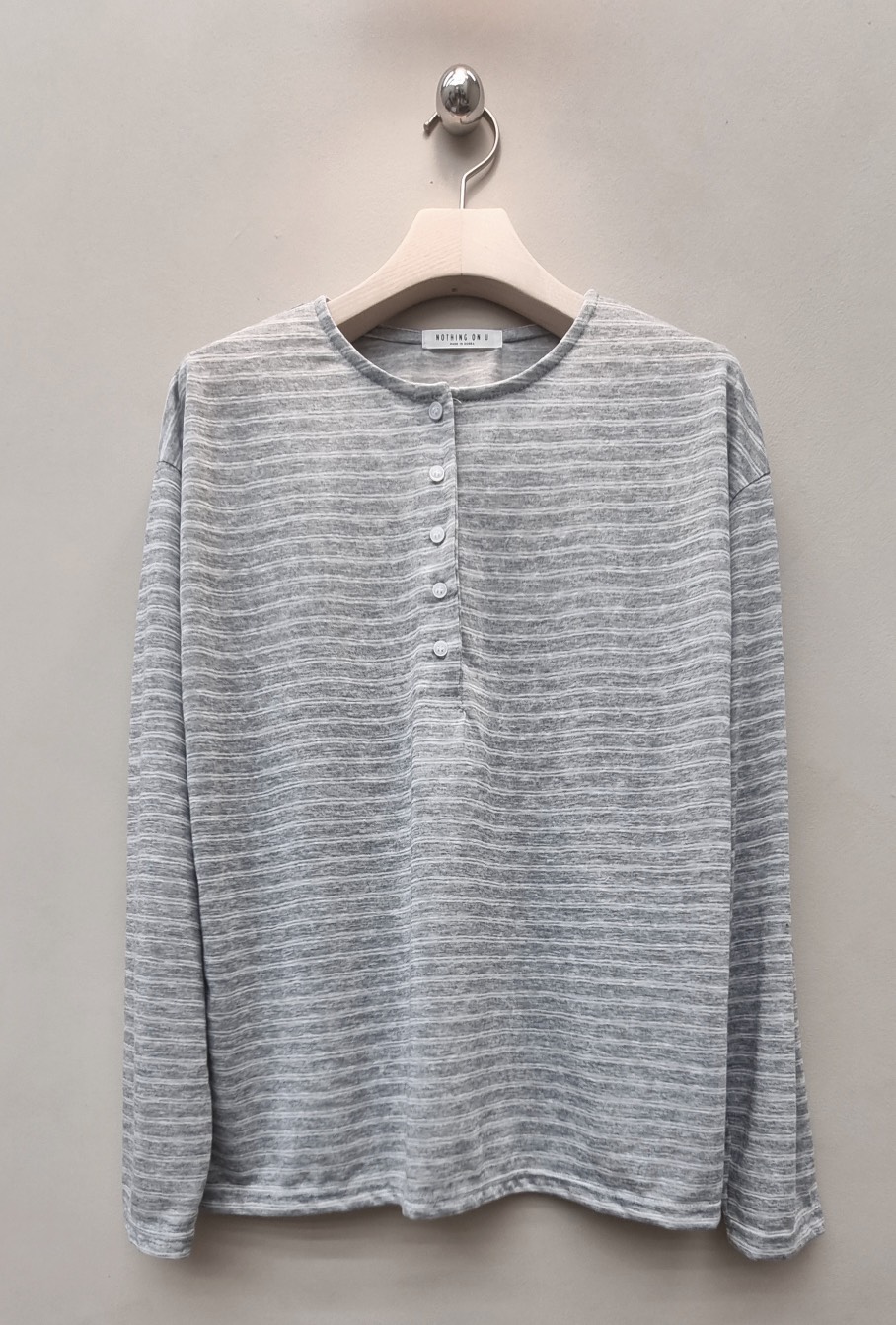 NOTHING韓國直郵女士新款休閑職業熱賣人氣時尚長袖T恤亞麻NOTHING長袖T恤圖色1