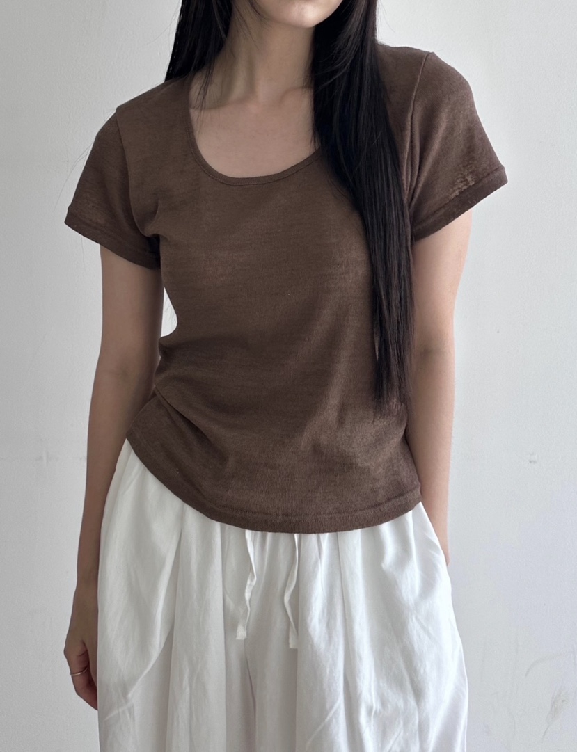 NOTHING東大門直郵女士新品人氣26春夏熱賣休閑T恤亞麻布U領NOTHINGT恤