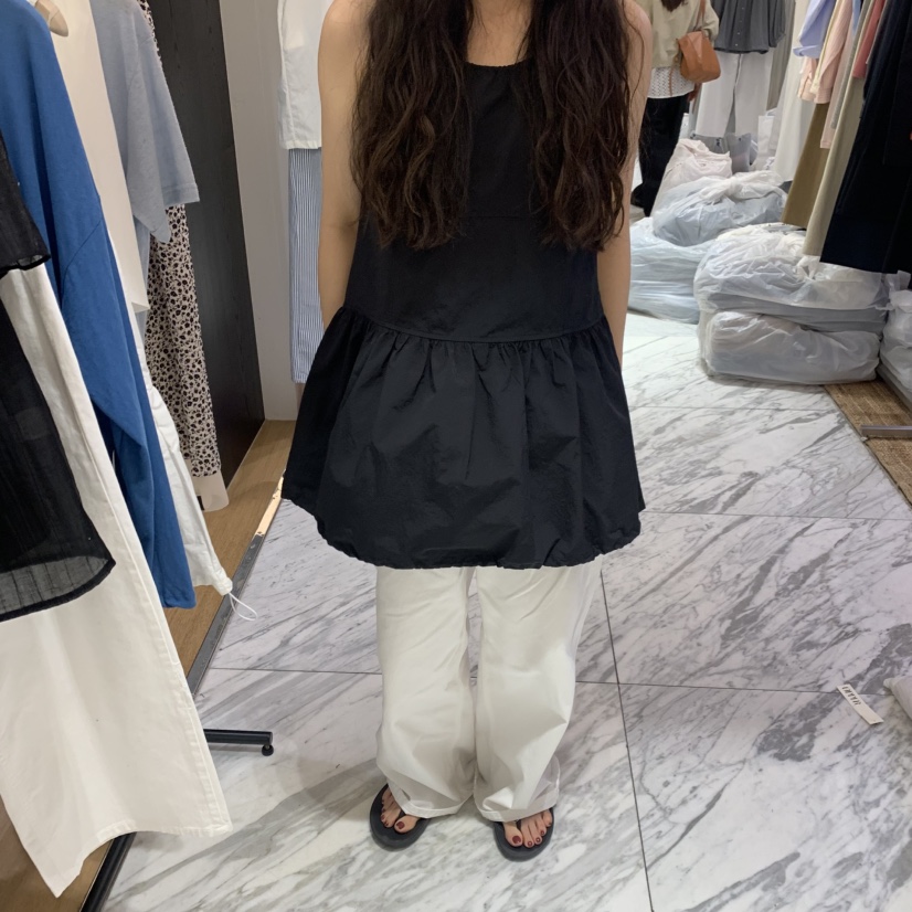 SPAGHETTI韓國直郵女士新款休閑26春夏職業推薦吊帶背心褶皺spaghetti吊帶/背心圖色2