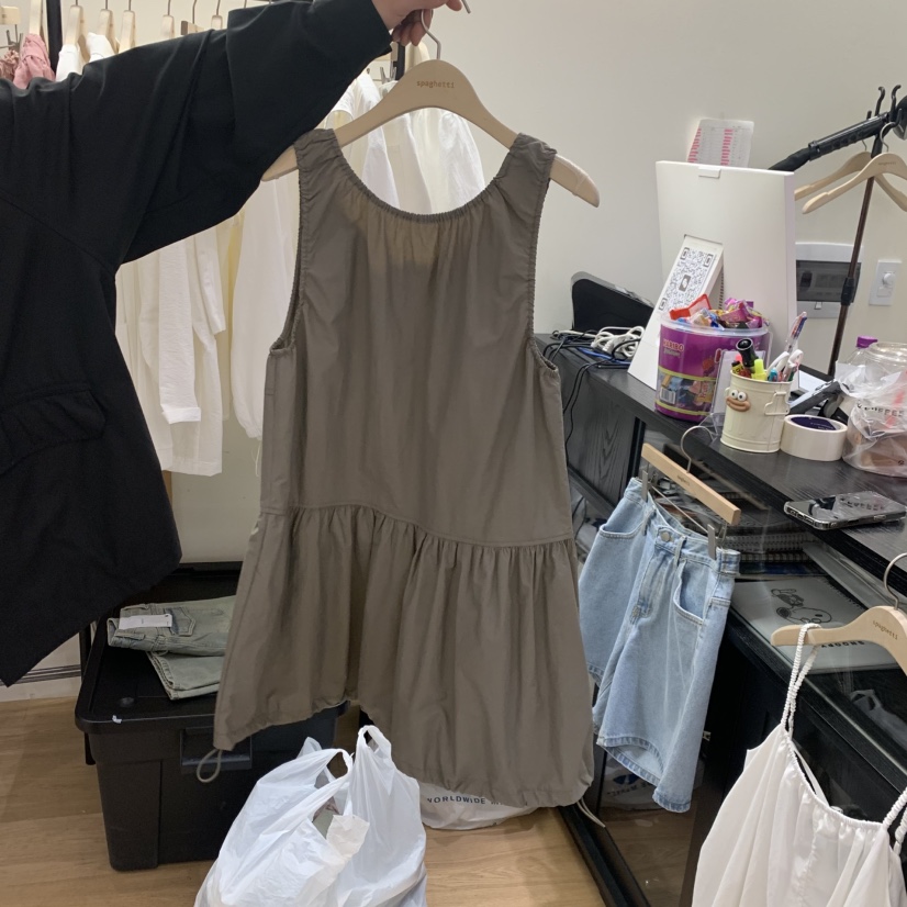 SPAGHETTI韓國直郵女士新款休閑26春夏職業推薦吊帶背心褶皺spaghetti吊帶/背心圖色3