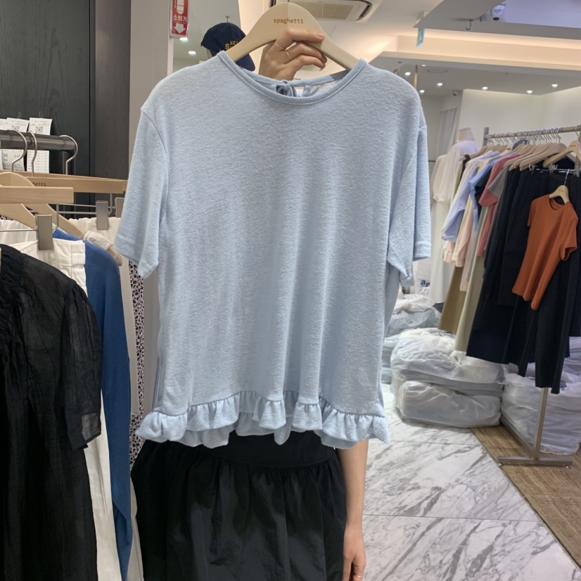 SPAGHETTI東大門實拍女裝新品真品熱賣休閑職業時尚T恤亞麻spaghettiT恤圖色2