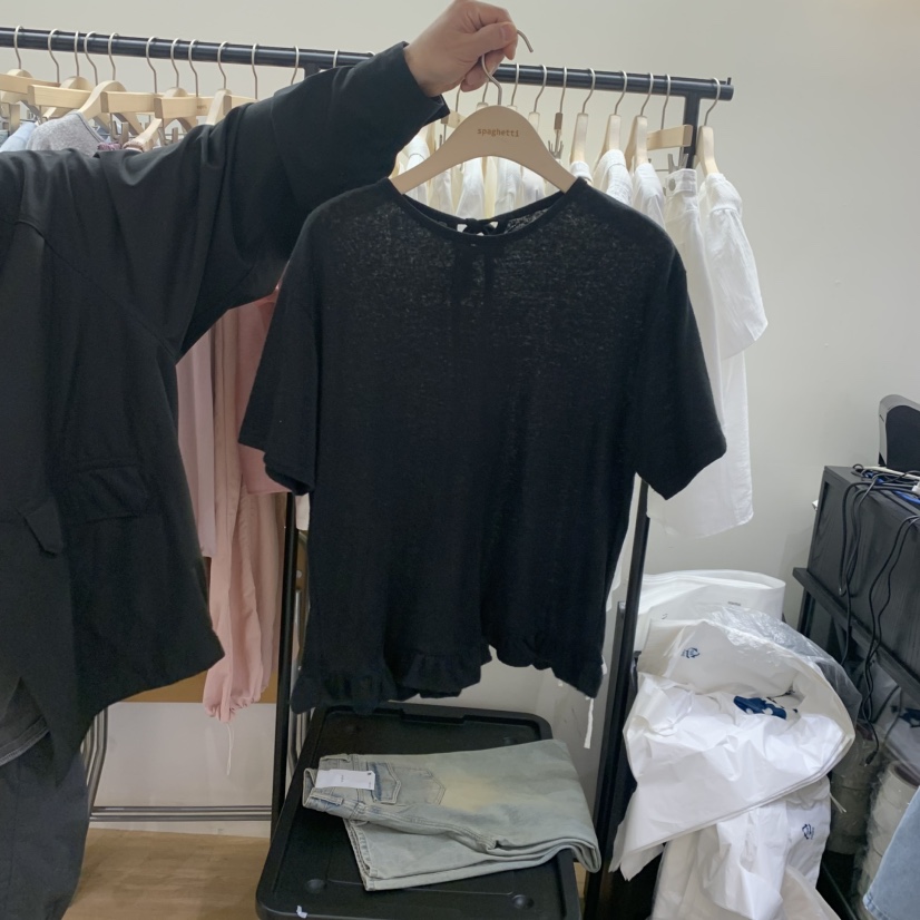 SPAGHETTI東大門實拍女裝新品真品熱賣休閑職業時尚T恤亞麻spaghettiT恤圖色4