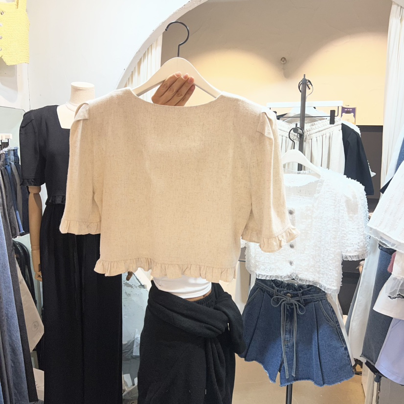 OZ韓國代購女士新品職業推薦時尚休閑26春夏襯衫蕾絲衫亞麻布OZ.ounce襯衫/蕾絲衫