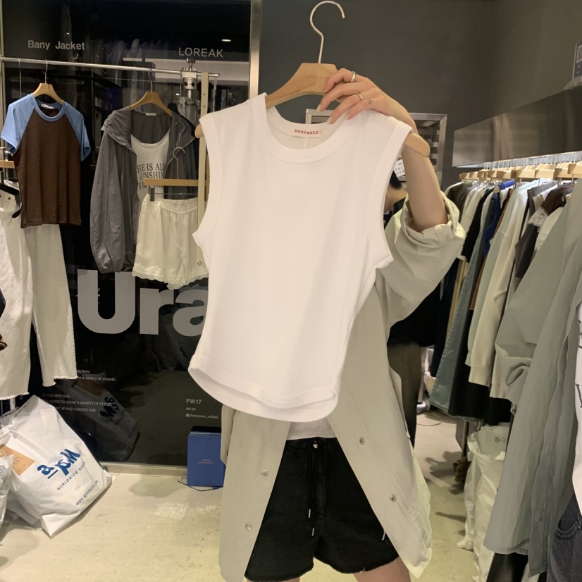 BANY ANCO東大門實拍女士新品時尚熱賣吊帶背心撞色圓領BANY ANCO吊帶/背心圖色1