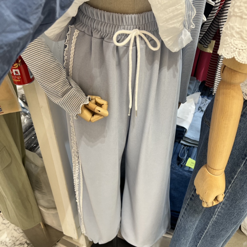 OZ東大門直郵女裝新款26春夏真品職業時尚休閑褲不對稱蕾絲OZ.ounce休閑褲圖色1