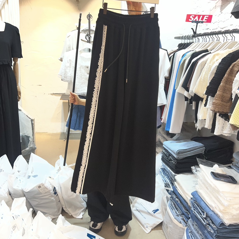 OZ東大門直郵女裝新款26春夏真品職業時尚休閑褲不對稱蕾絲OZ.ounce休閑褲圖色2