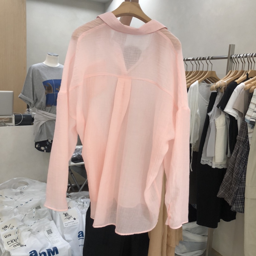 VILLABUTTON東大門代購女士新品休閑熱賣襯衫蕾絲衫透視褶皺VILLABUTTON襯衫/蕾絲衫