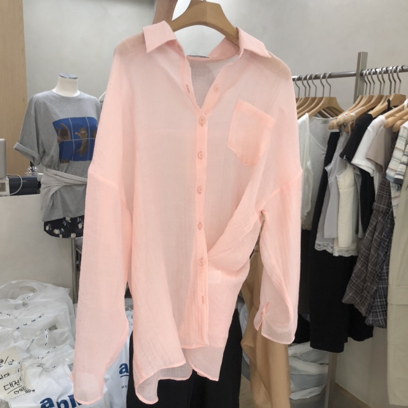 VILLABUTTON東大門代購女士新品休閑熱賣襯衫蕾絲衫透視褶皺VILLABUTTON襯衫/蕾絲衫圖色2