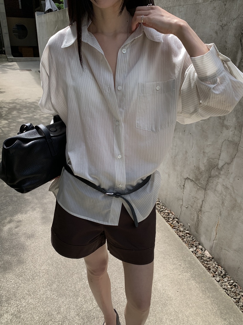 B_GARDER東大門代購女裝新款職業推薦休閑襯衫蕾絲衫條紋B.GARDER襯衫/蕾絲衫