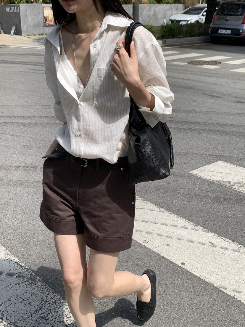 B_GARDER東大門代購女裝新款職業推薦休閑襯衫蕾絲衫條紋B.GARDER襯衫/蕾絲衫