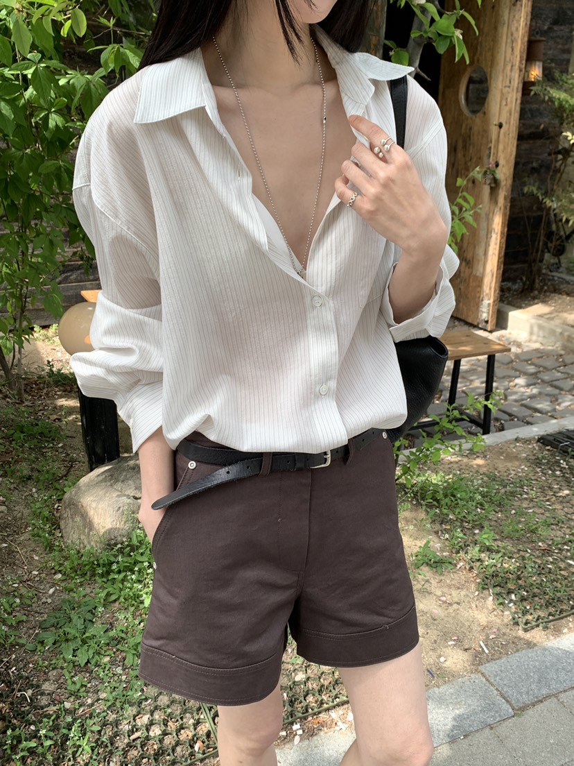 B_GARDER東大門代購女裝新款職業推薦休閑襯衫蕾絲衫條紋B.GARDER襯衫/蕾絲衫