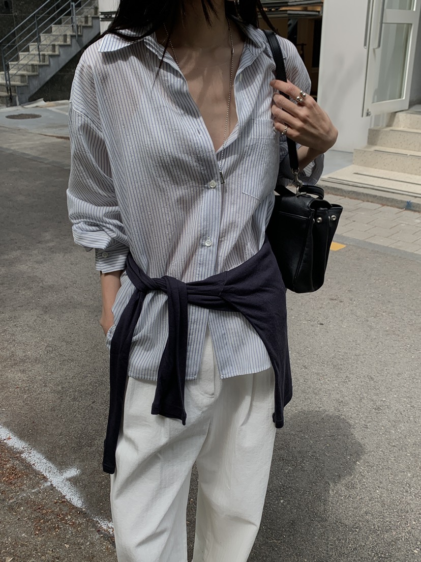 B_GARDER東大門代購女裝新款職業推薦休閑襯衫蕾絲衫條紋B.GARDER襯衫/蕾絲衫