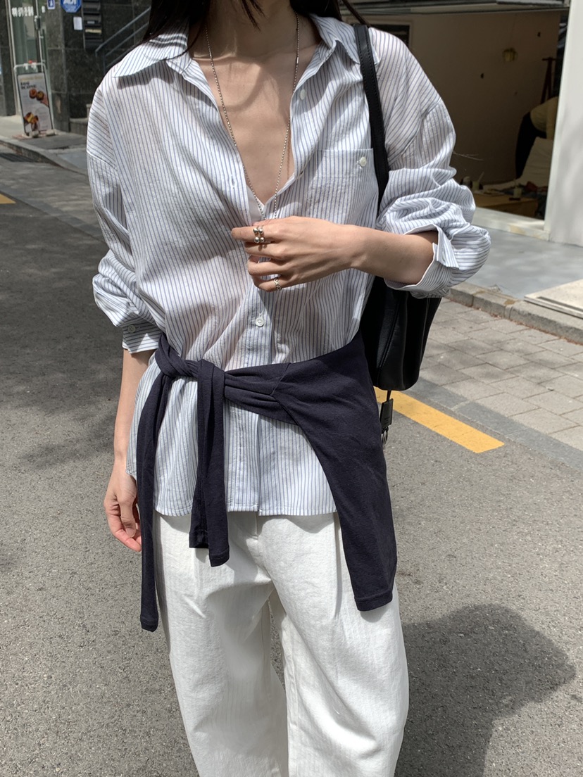 B_GARDER東大門代購女裝新款職業推薦休閑襯衫蕾絲衫條紋B.GARDER襯衫/蕾絲衫