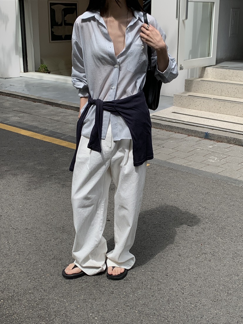 B_GARDER東大門代購女裝新款職業推薦休閑襯衫蕾絲衫條紋B.GARDER襯衫/蕾絲衫