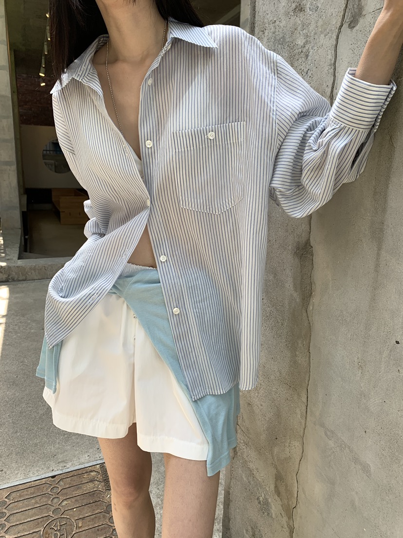 B_GARDER東大門代購女裝新款職業推薦休閑襯衫蕾絲衫條紋B.GARDER襯衫/蕾絲衫