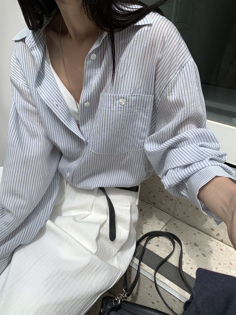 B_GARDER東大門代購女裝新款職業推薦休閑襯衫蕾絲衫條紋B.GARDER襯衫/蕾絲衫