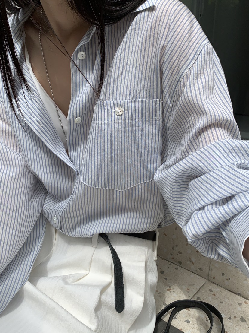 B_GARDER東大門代購女裝新款職業推薦休閑襯衫蕾絲衫條紋B.GARDER襯衫/蕾絲衫