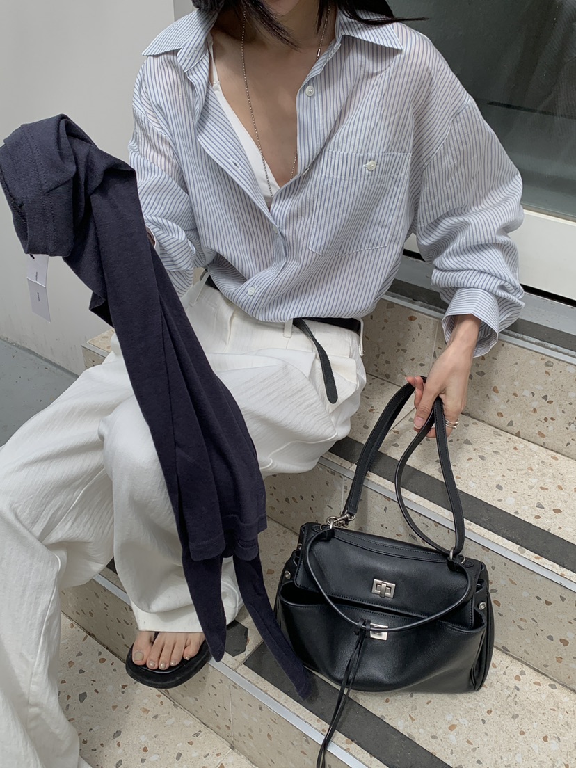 B_GARDER東大門代購女裝新款職業推薦休閑襯衫蕾絲衫條紋B.GARDER襯衫/蕾絲衫