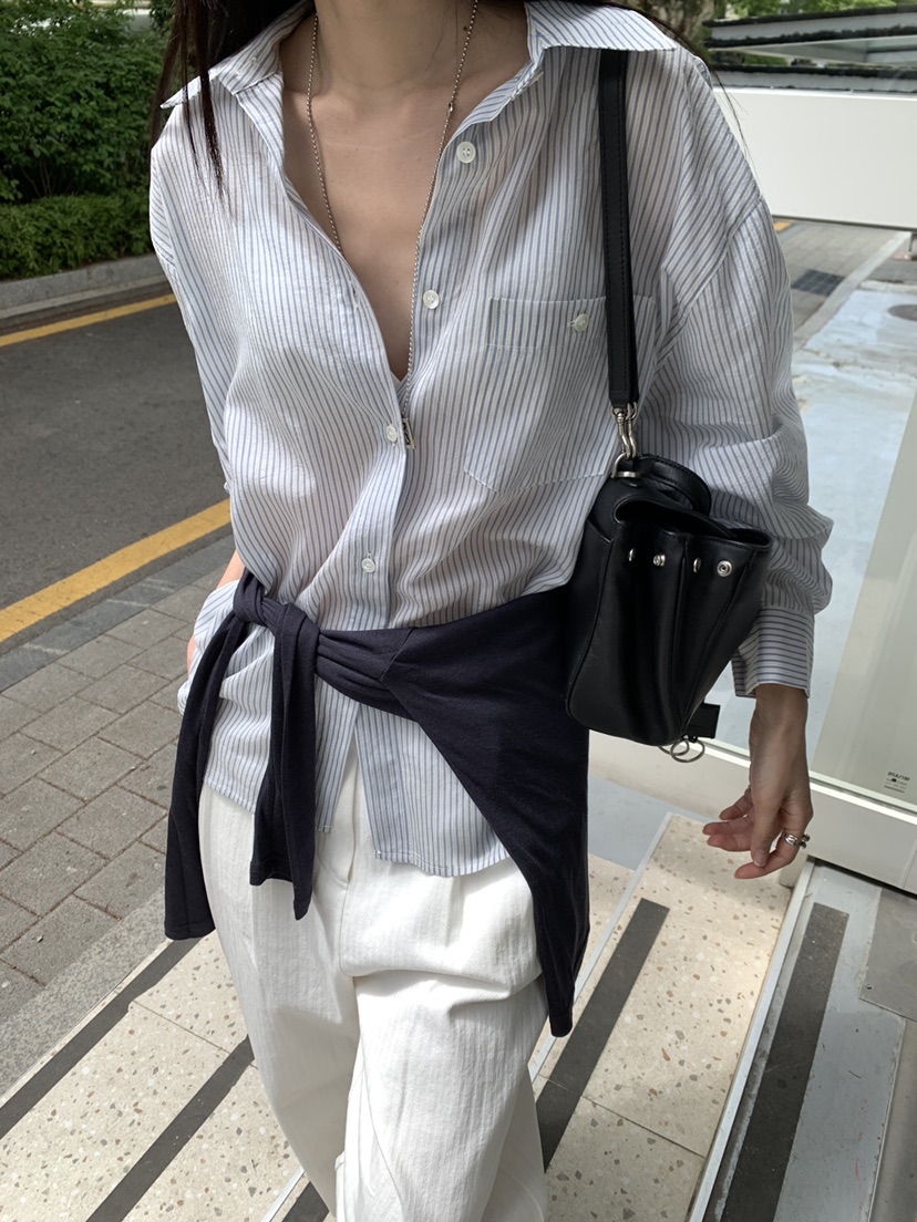 B_GARDER東大門代購女裝新款職業推薦休閑襯衫蕾絲衫條紋B.GARDER襯衫/蕾絲衫