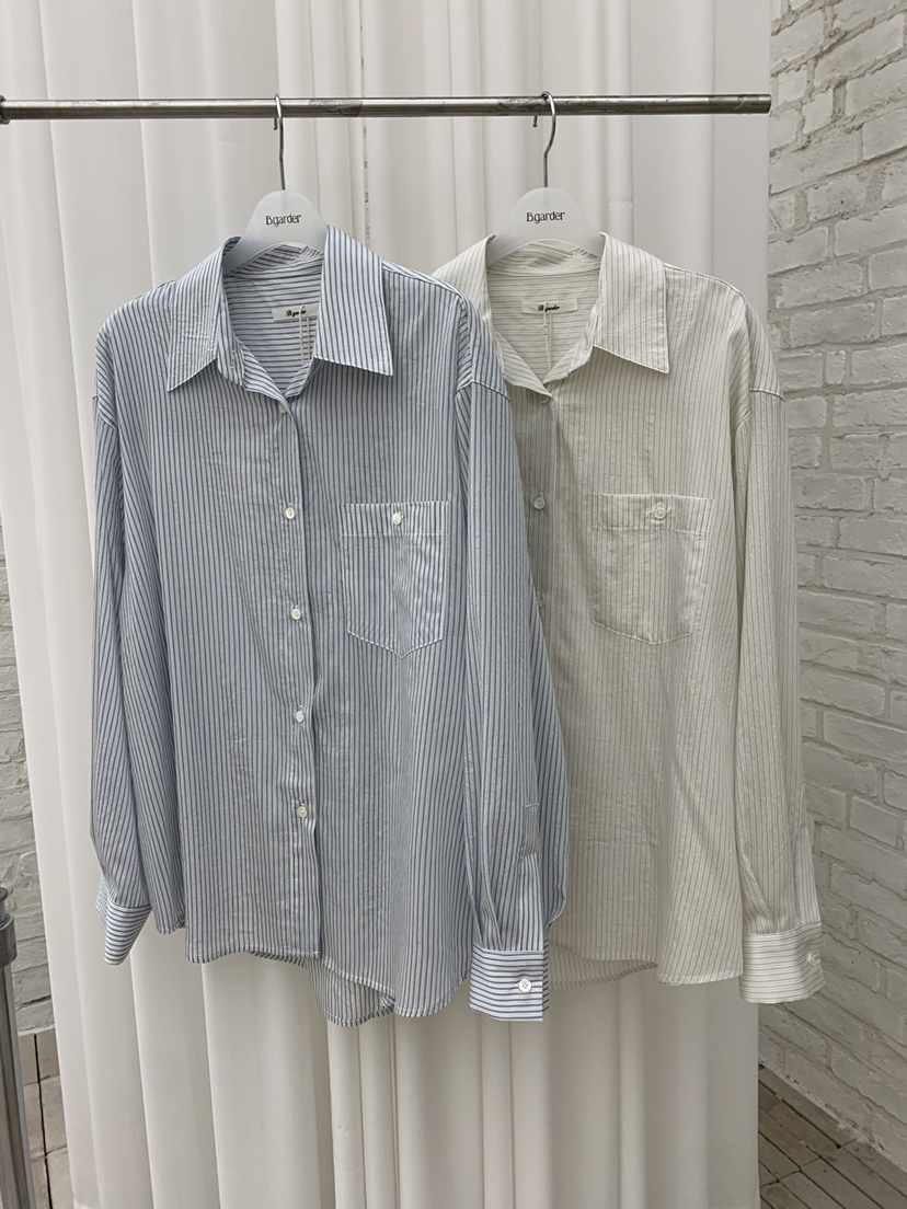 B_GARDER東大門代購女裝新款職業推薦休閑襯衫蕾絲衫條紋B.GARDER襯衫/蕾絲衫
