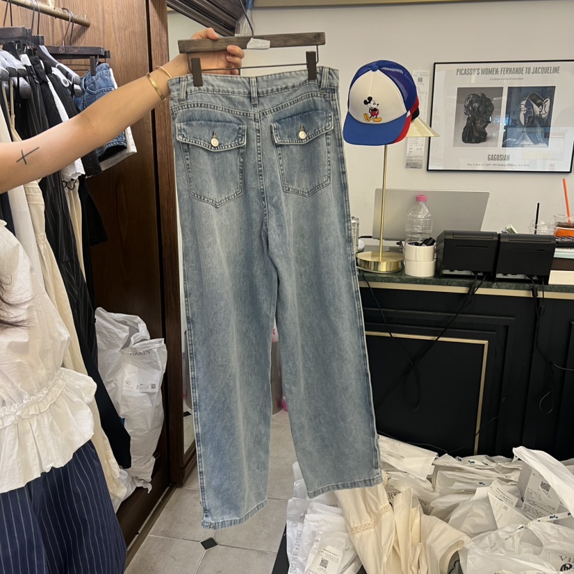 VIRKIN韓國直郵女士新品熱賣休閑職業推薦26春夏時尚牛仔褲VIRKIN牛仔褲