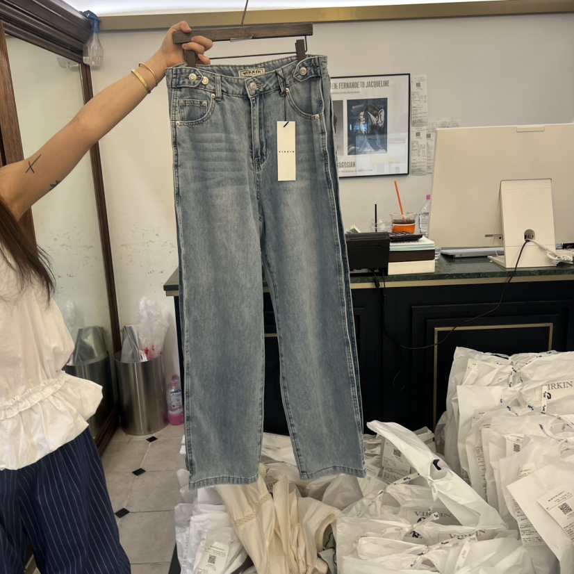 VIRKIN韓國直郵女士新品熱賣休閑職業推薦26春夏時尚牛仔褲VIRKIN牛仔褲圖色1
