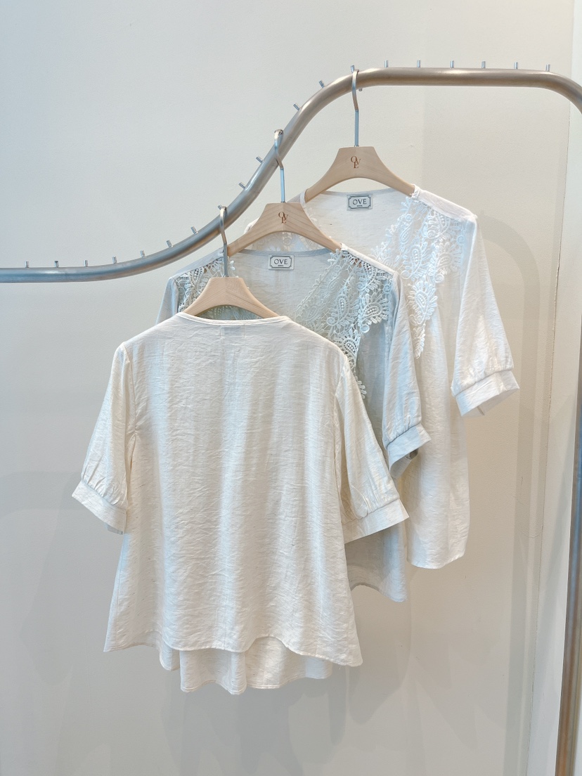 OVE韓國直郵實拍女士新品人氣26夏季推薦休閑襯衫蕾絲衫蕾絲OVE襯衫/蕾絲衫