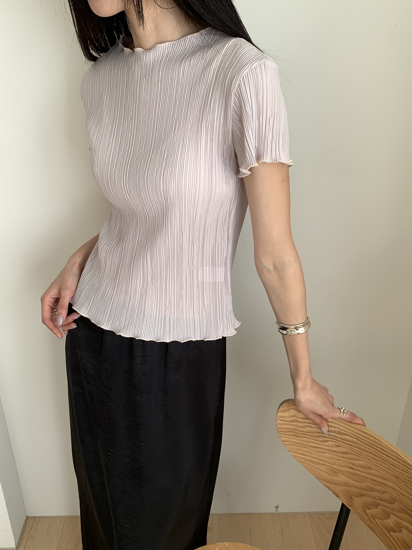 B_GARDER韓國東大門代購女裝新品人氣26夏季時尚休閑T恤褶皺B.GARDERT恤圖色1米色