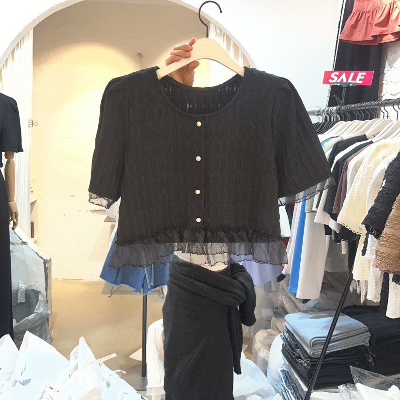 OZ韓國東大門直郵女裝新款人氣職業26春夏時尚襯衫蕾絲衫OZ.ounce襯衫/蕾絲衫圖色1