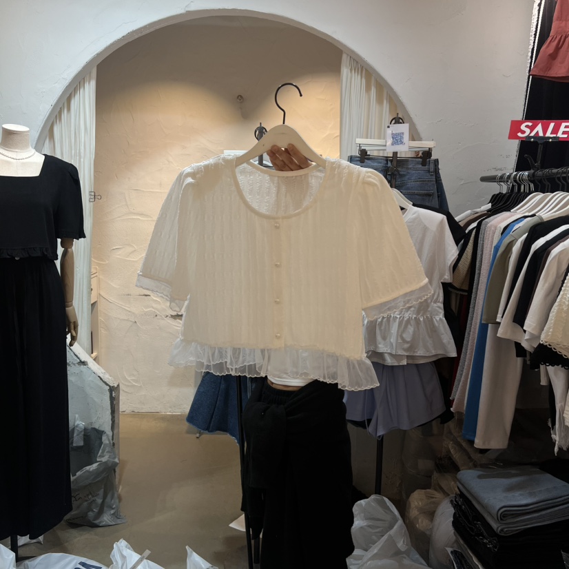 OZ韓國東大門直郵女裝新款人氣職業26春夏時尚襯衫蕾絲衫OZ.ounce襯衫/蕾絲衫圖色2