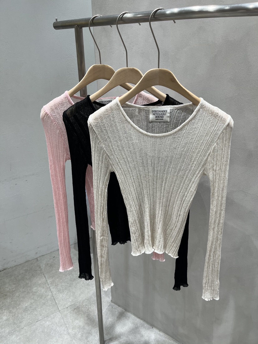 EVERCOMMERCE METICULOUSLY DESIGNED韓國直郵女裝新款人氣針織衫亞麻布EVERCOMMERCE METICULOUSLY DESIGNED針織衫