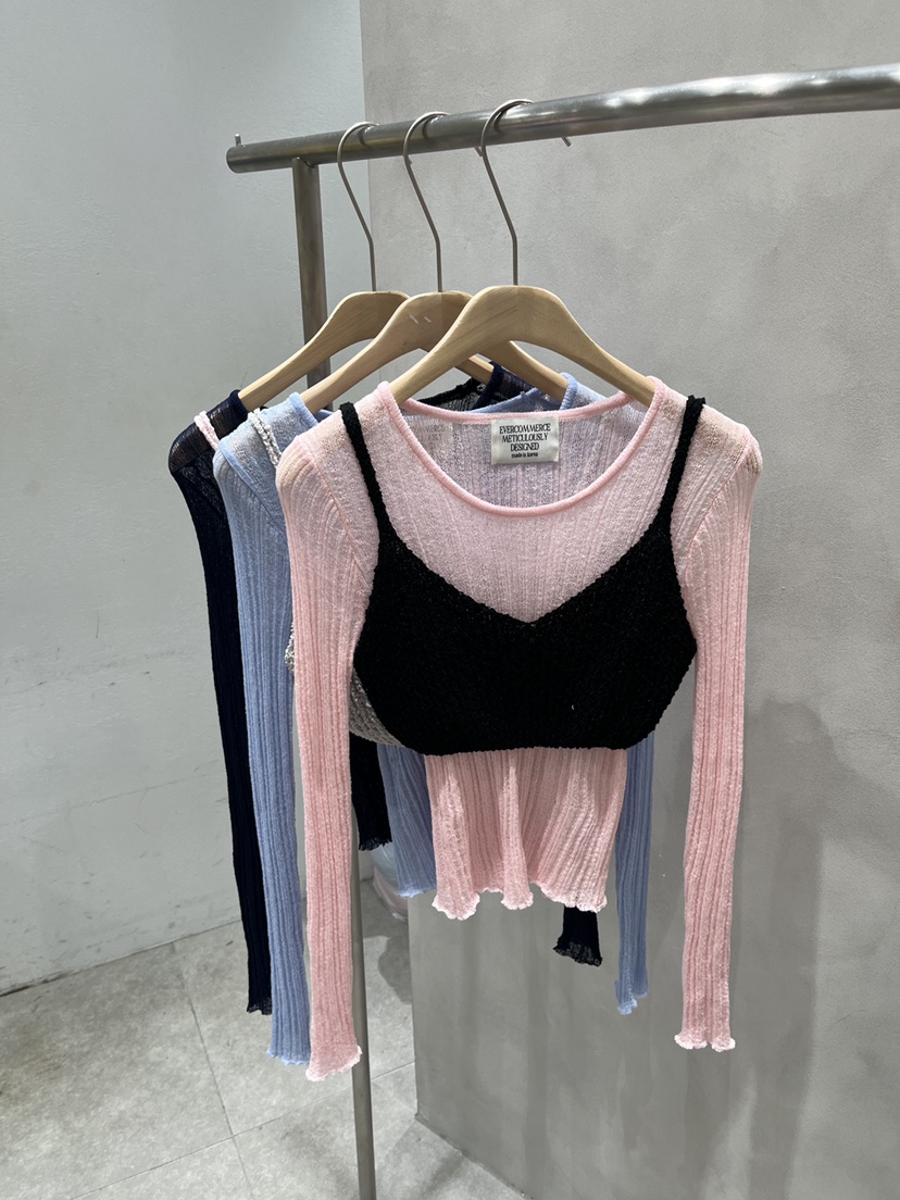 EVERCOMMERCE METICULOUSLY DESIGNED韓國直郵女裝新款人氣針織衫亞麻布EVERCOMMERCE METICULOUSLY DESIGNED針織衫