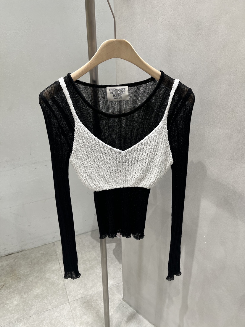 EVERCOMMERCE METICULOUSLY DESIGNED韓國直郵女裝新款人氣針織衫亞麻布EVERCOMMERCE METICULOUSLY DESIGNED針織衫