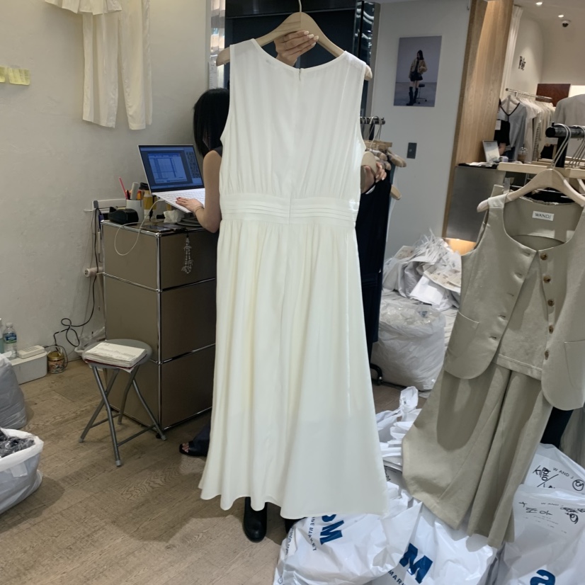 W AND J韓國東大門代購女士新款休閑26夏季人氣連衣裙褶裥W AND J連衣裙