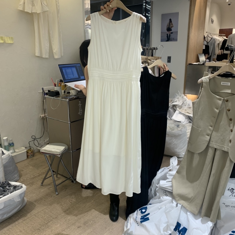 W AND J韓國東大門代購女士新款休閑26夏季人氣連衣裙褶裥W AND J連衣裙圖色1