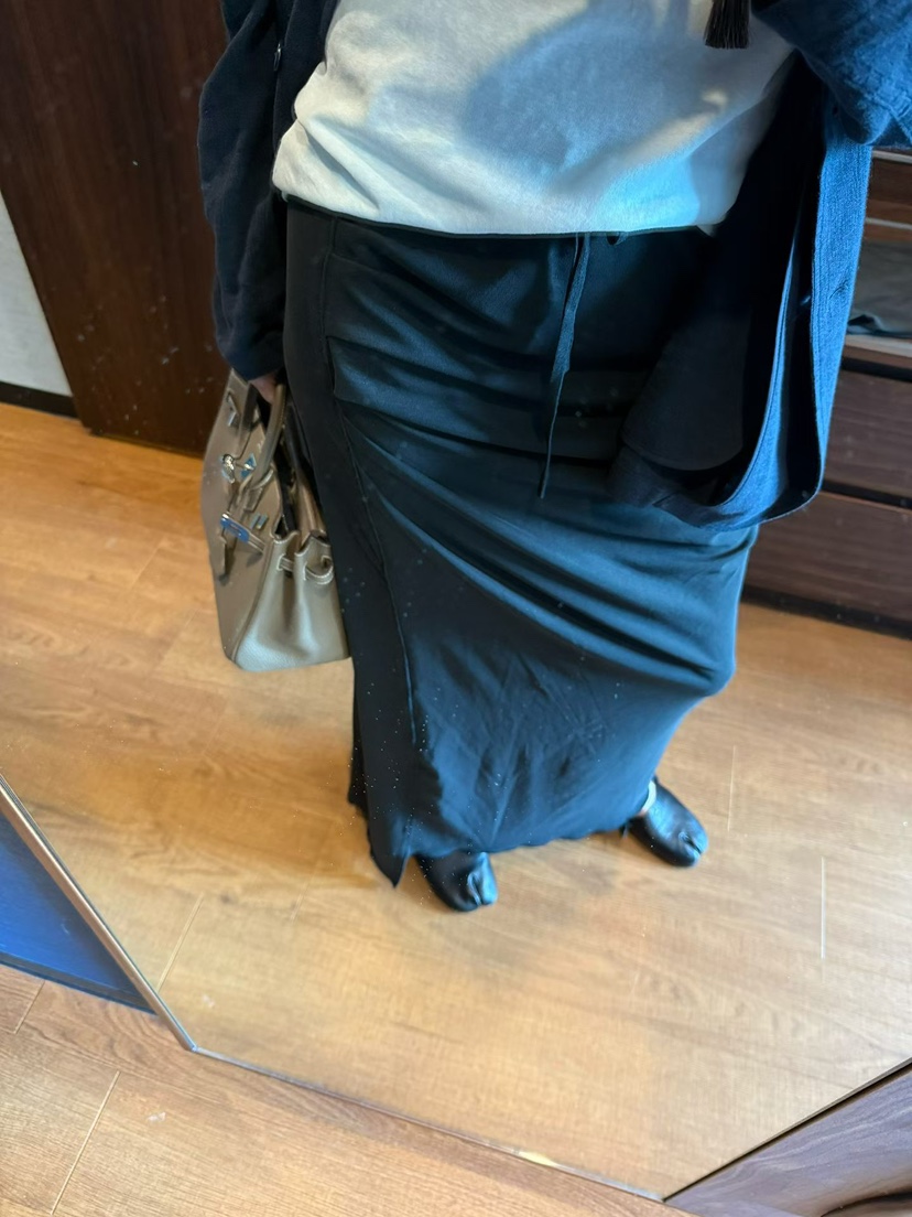 TUG韓國直郵女士新款26春夏熱賣26夏季職業休閑推薦長裙褶皺TUG長裙