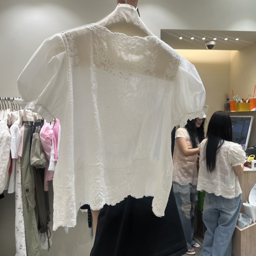 BY FLOW韓國代購女士新品人氣推薦26春夏襯衫蕾絲衫刺繡BY FLOW襯衫/蕾絲衫